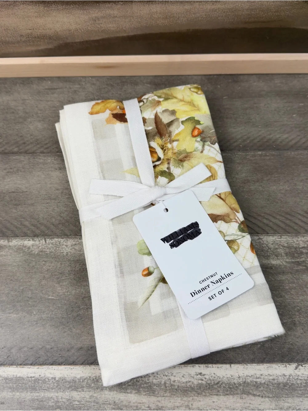Williams Sonoma Chestnut Dinner Napkins Set/4 Multicolor NWT
